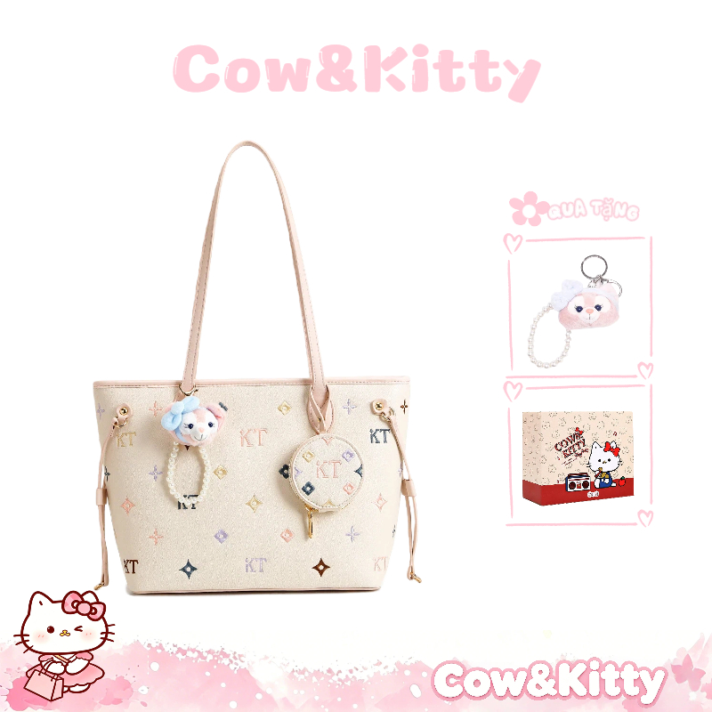 Túi tote Cow&Kitty/BORRY ROSA MALL thêu Túi đeo vai đi lại đa năng Túi tote dung tích lớn