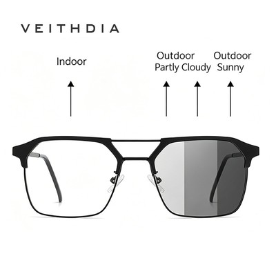 Kính nửa gọng VEITHDIA chống ánh sáng xanh, phân cực, đổi màu HD, bảo vệ mắt AY5203