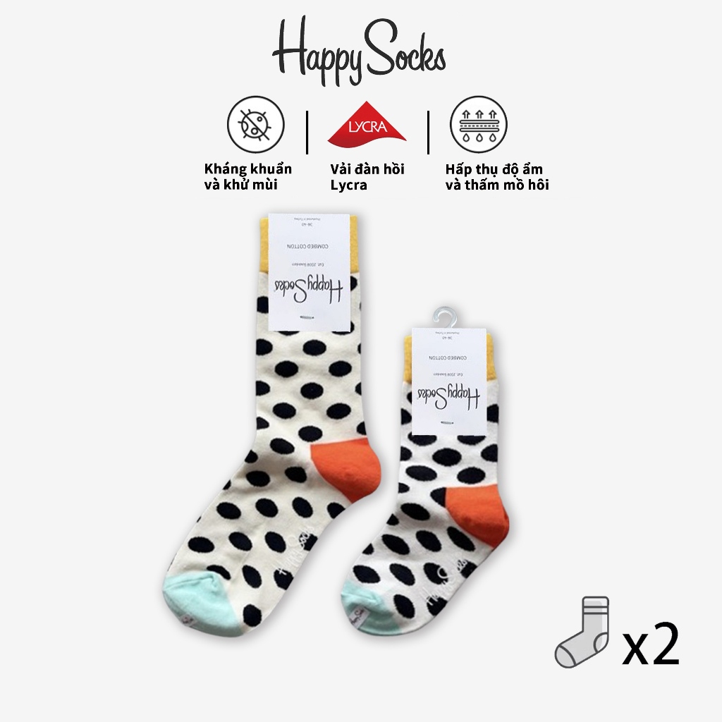 Happy Socks Tất Bố Mẹ Và Con Dễ Thương Cotton Crew Socks