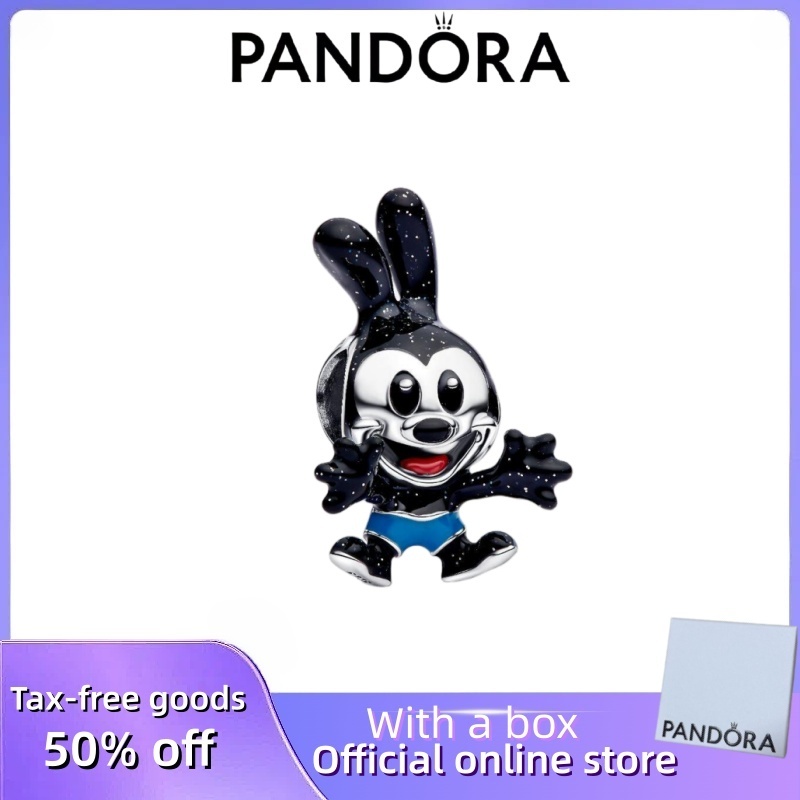 Bán chạy 100% S925 bạc Pandora cặp đôi nữ DIY quà tặng sinh nhật Disney Oswald The Lucky Rabbit Char