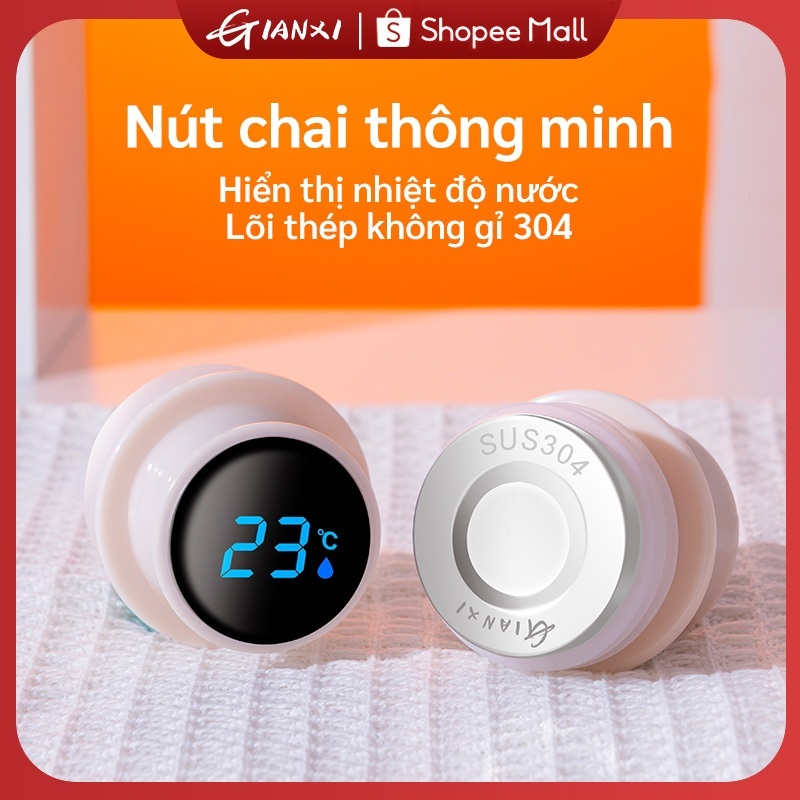 Gianxi Nút chai hiển thị nhiệt độ thông minh，Chất liệu silicone，Lõi thép không gỉ 304