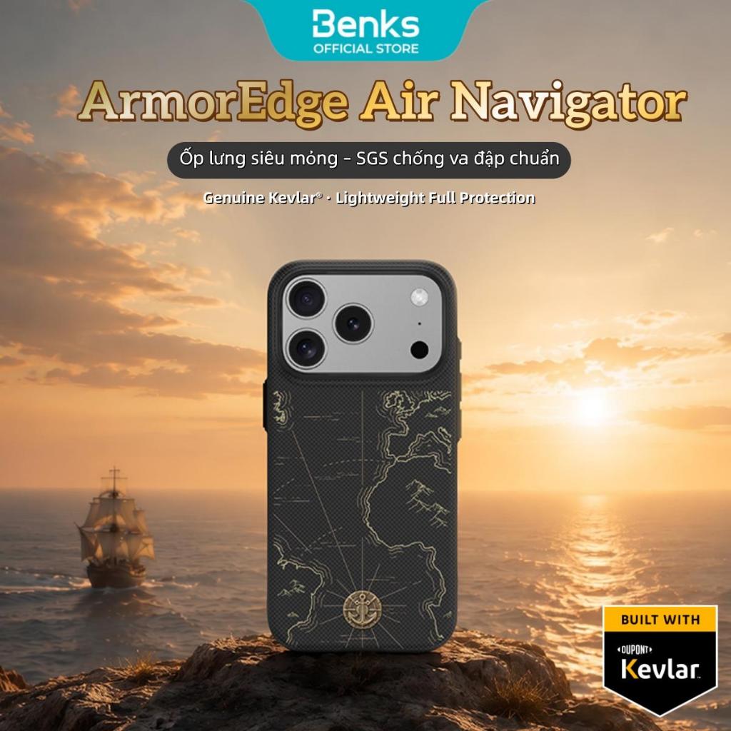 BENKS ArmorEdge-Air Navigator Ốp Lưng Kevlar Từ Tính Cho iPhone 17 Pro / 17 Pro Max, Siêu Mỏng 1mm, 