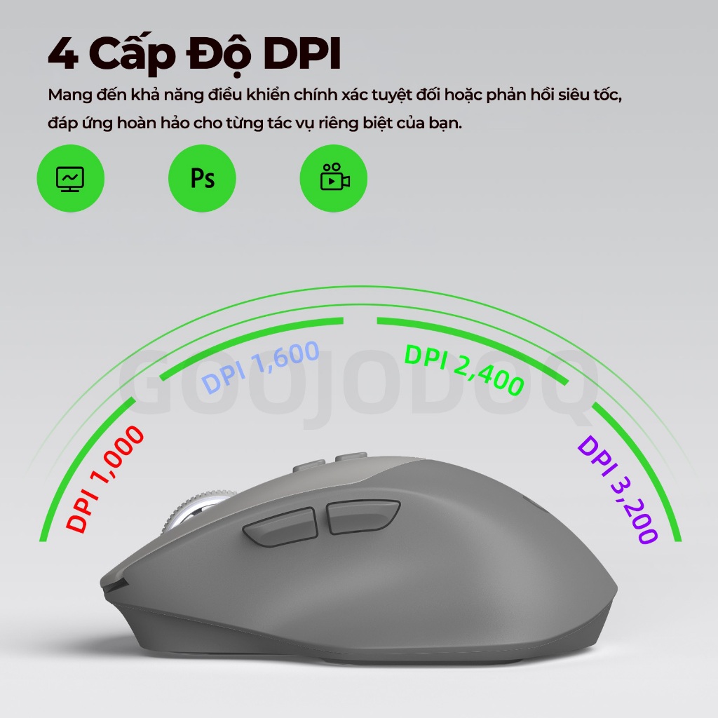 GOOJODOQ Chuột Công Thái Không Dây Bluetooth 2.4GHz Có Dây Tuổi Thọ Pin Dài Im Lặng Cho laptop Máy Tính Bảng | BigBuy360 - bigbuy360.vn