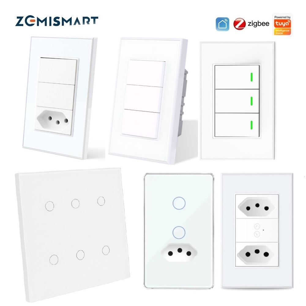 Zemismart Tuya Zigbee Smart Brazil Ổ cắm và Công tắc đèn Zigbee 1 / 2 / 3 / 6 Gangs Alexa Google Hom