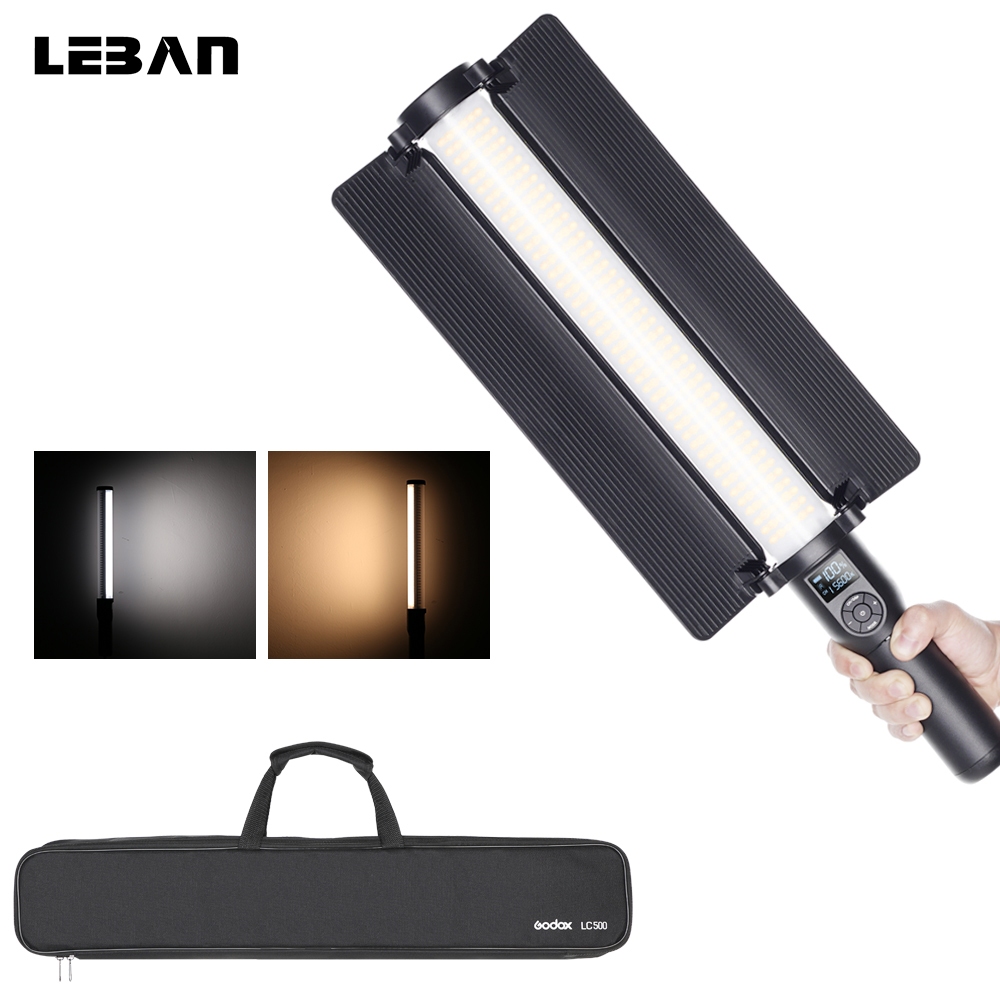 Godox LC500 3300K-5600K Tay cầm có thể điều chỉnh Đèn LED Stick Tích hợp pin + Bộ sạc nguồn AC