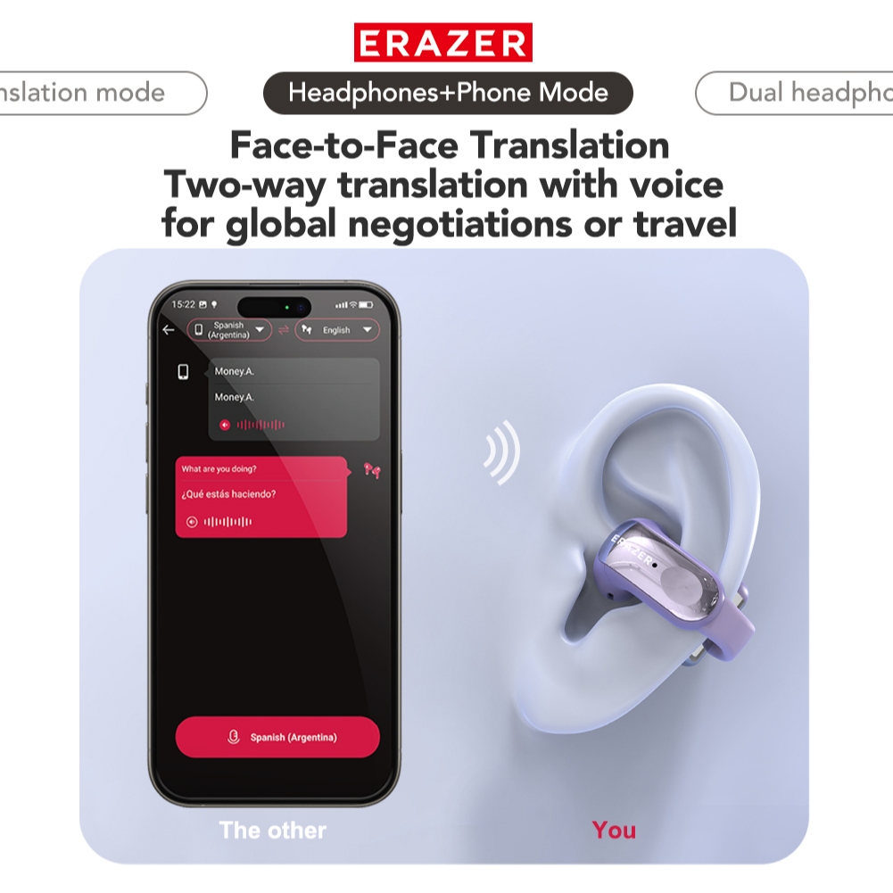 Tai nghe dịch thuật Lenovo ERAZER XF28 AI AI AI Tai nghe dịch ngôn ngữ thông minh Bluetooth 6.0 Cuộc gọi thoại công nghệ Bluetooth mới | BigBuy360 - bigbuy360.vn