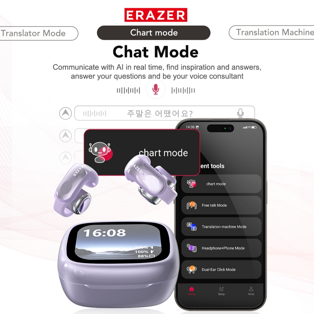 Tai nghe dịch thuật Lenovo ERAZER XF28 AI AI AI Tai nghe dịch ngôn ngữ thông minh Bluetooth 6.0 Cuộc gọi thoại công nghệ Bluetooth mới | BigBuy360 - bigbuy360.vn
