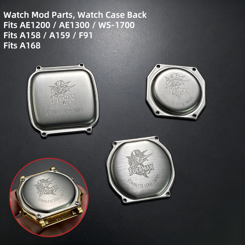Đồng hồ thép không gỉ dày Phụ kiện sửa chữa nắp sau cho Casio F91 A168 / 158 / 159 AE1200 WS-1700