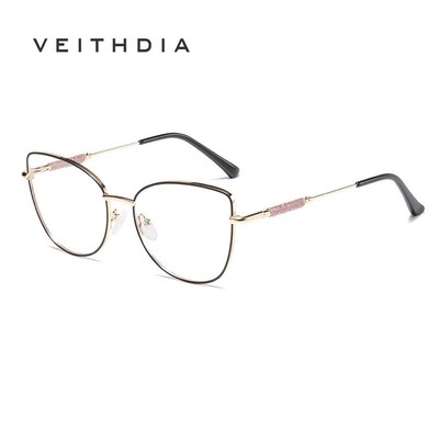 VEITHDIA Phụ Nữ Mới Mắt Mèo Chống Ánh Sáng Xanh Kính Quang Sắc Thời Trang Ống Kính Phẳng Xu Hướng Kính Khung SH7140