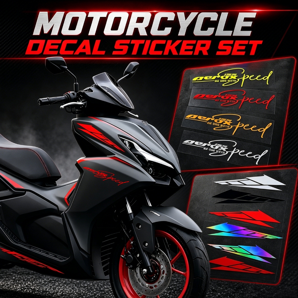 Bộ đề can phía trước cho nhãn dán decal biểu tượng chữ YAMAHA AEROX155, logo yamaha phản quang, bộ n