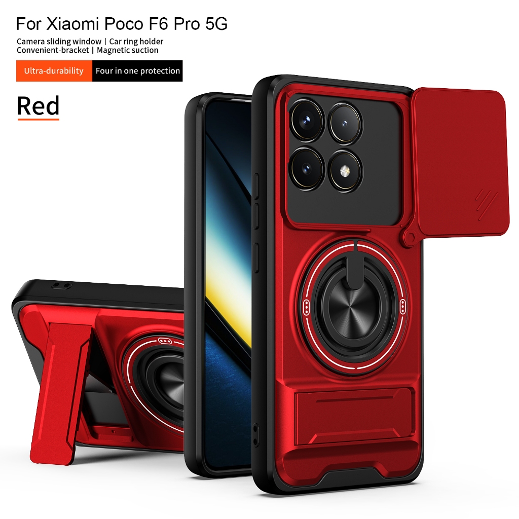 Dành Cho Xiaomi 17ULTRA 17 Pro max POCO F6PRO F7 F5 F4 Trượt Camera Bao Từ Vòng Chân Đế Xe Gắn Vỏ Bả