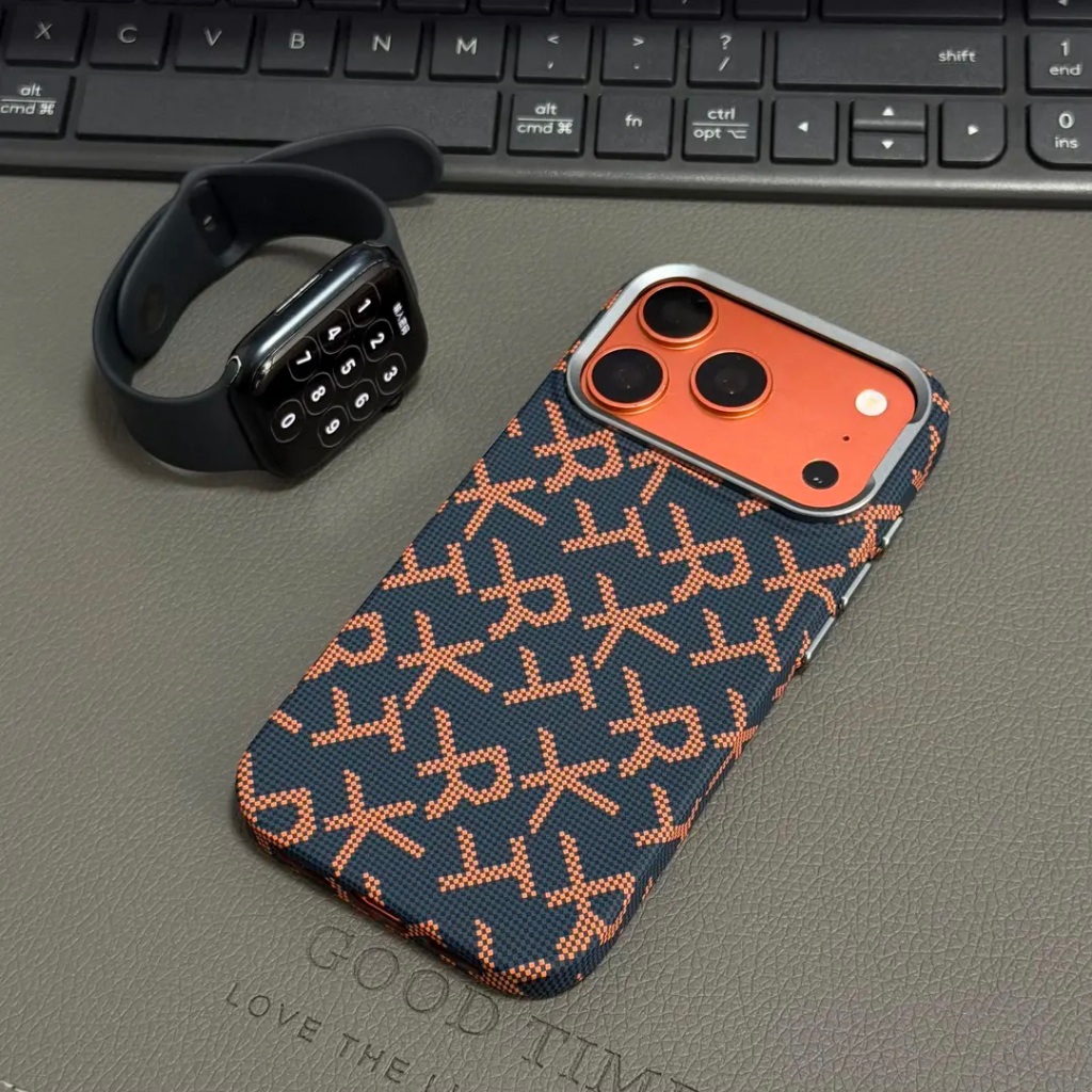 【 Kevlar họa tiết / nhẹ và mỏng / Matte Pc cứng / Xanh lam 】 tương thích cho iPhone 15 16 17 pro max