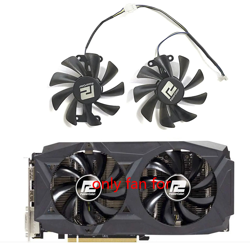 85MM 4PIN RX 580 GDDR5 2048SP Quạt GPU cho POWERCOLOR Radeon RX580 470 480 Quạt thay thế card đồ họa