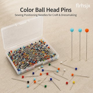 Set 250 Kim Khâu Đầu Tròn Bằng Thủy Tinh Kèm Hộp Nhựa Dùng Để Làm Đồ Trang Sức