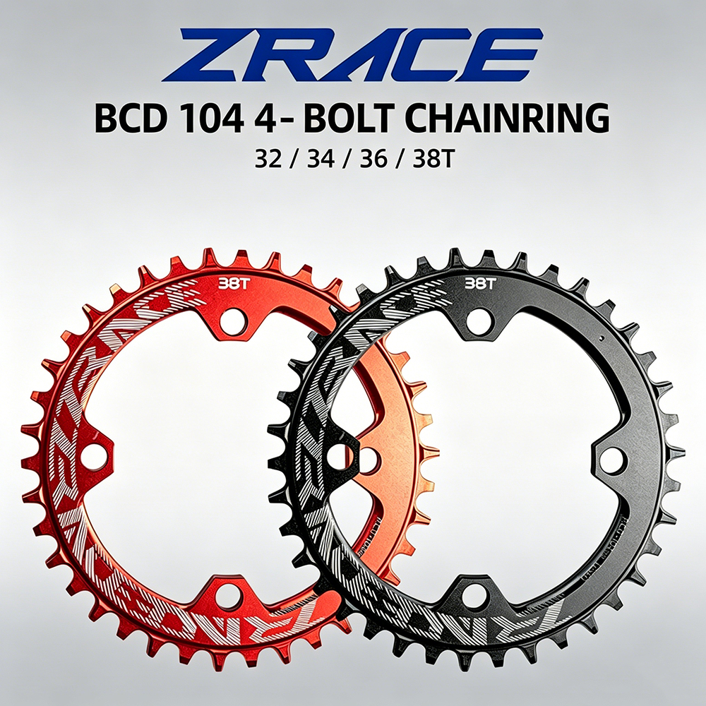 ZRACE BCD104 Xích 7075 AL CNC MTB Xe Đạp Nẹp Răng Rộng Chainwheel 32T 34T 36T 38T Crankset Đĩa Xe Đạ