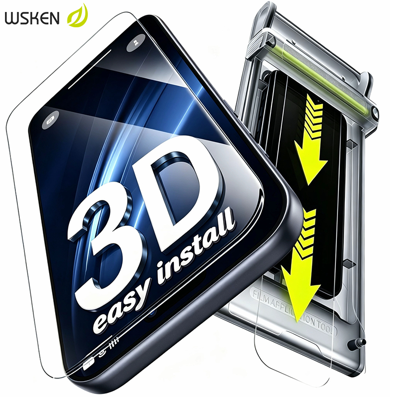 [Bảo hiểm toàn diện] WSKEN 3D Kính cường lực nóng không viền đen — Chống trầy xước, Chống vỡ, Độ nhạ