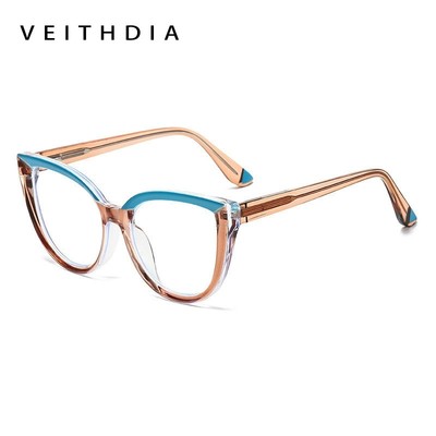 VEITHDIA Kính chống ánh sáng xanh mắt mèo mới thời trang nữ Kính phẳng siêu nhẹ SHB02