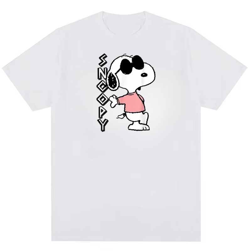 Snoopy Peanuts Snoopy Peanuts Phong cách mát mẻ Người trẻ Áo thun Cotton in hình vui nhộn