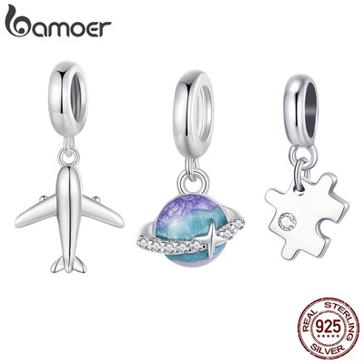 Mặt dây chuyền BAMOER SCX150 bạc sterling 925 hình bướm mini bằng thủy tinh cho bộ sưu tập vòng tay thủ công