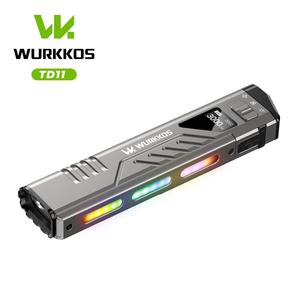 Wurkkos HD02 3000lm Spotlight Chế độ ánh sáng UV Laser & TD11 Đèn pin chiến thuật OLED thông minh 16
