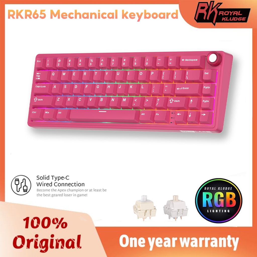 RK Royal Kludge RK R65 Berry Vòng đệm màu đỏ Bàn phím cơ có dây nóng hoán đổi