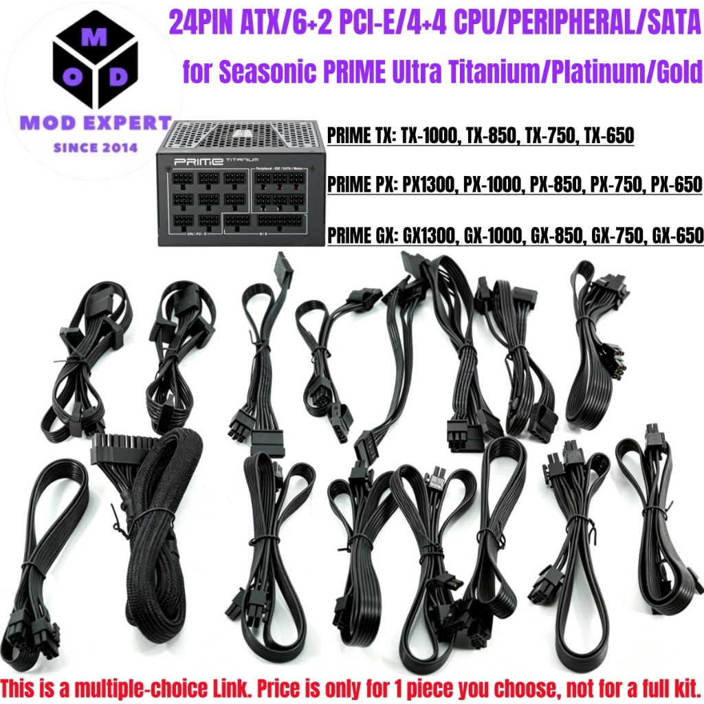 M / B 24Pin ATX, CPU 4 + 4, PCIe 6 + 2, Ngoại Vi Molex IDE 4Pin, Cáp Nguồn SATA Cho Seasonic PRIME U