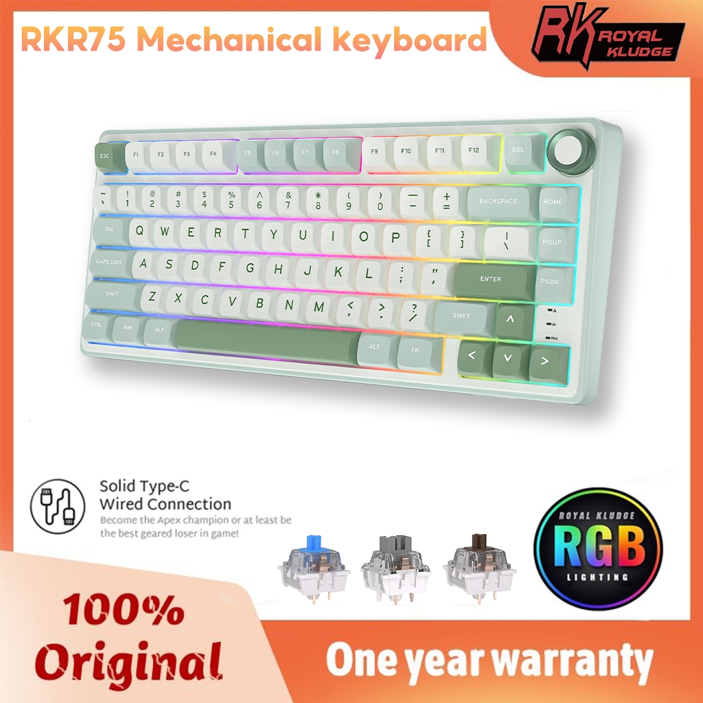 RK Royal Kludge RK R75 Vòng đệm kích thước 80% Bàn phím cơ xoay nóng có dây