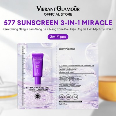 Mẫu kem chống nắng VIBRANT GLAMOUR 2g / pc Gói dùng thử Fade Dark Spots UV Protection Thích hợp cho mọi loại da