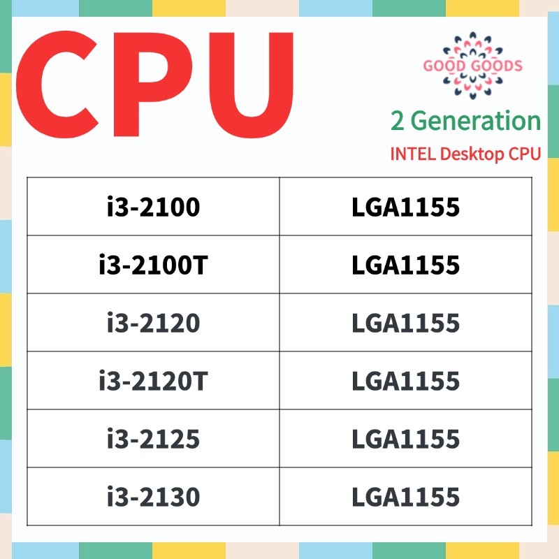 I3-2100 i3-2100T i3-2120 i3-2120T i3-2125 i3-2130 CPU máy tính để bàn INTEL Core thế hệ thứ 2 LGA115