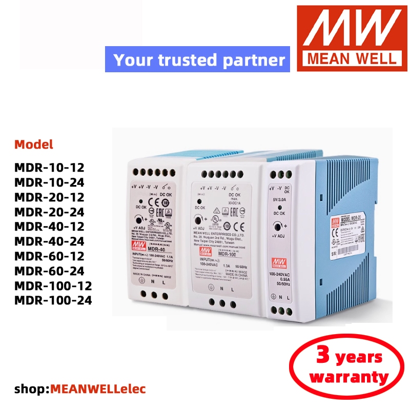 Nguồn điện chuyển mạch Mean Well MDR-10/20/40/60/100 DC12V/24V Chính hãng