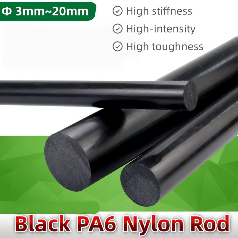 PA6 Thanh Nylon màu đen Chất liệu mới Hình trụ rắn mc901 Thanh nhựa chống mài mòn cường độ cao