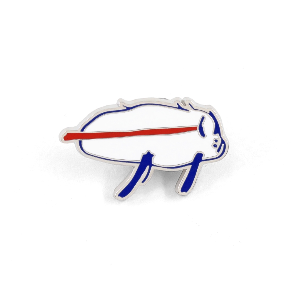 Buffalo Bills Hoạt Hình Tối Giản Buffalo Men Pin, Đỏ Xanh Trắng Đội Bóng Đá NFL Linh Vật Thổ Cẩm, Qu