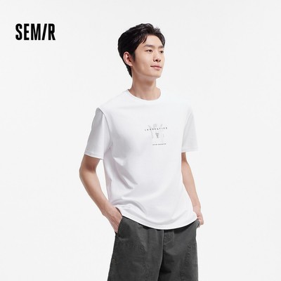 Semir Cao Cấp Cotton Tay Ngắn Nam 2026 Mùa Hè Cổ Thủy Thủ Đoàn In Hình Thường Ngày Đa Năng Hàng Đầu
