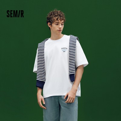 Semir Làm Mát Tay Ngắn Áo Nam Mùa Hè Vintage Dạ Quang In Đồ Họa Thả Vai Thư Giãn Top