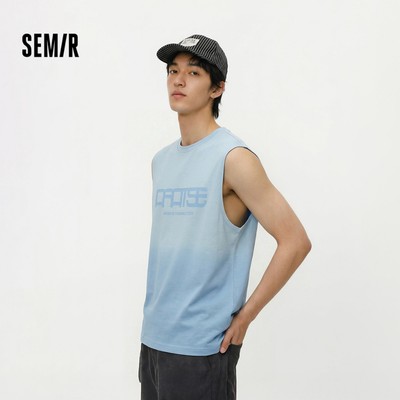 Semir Pure Cotton Tank Top Nam Mùa Hè Chuyển Đổi Chữ In Cổ Tròn Vai Rộng Không Tay Top