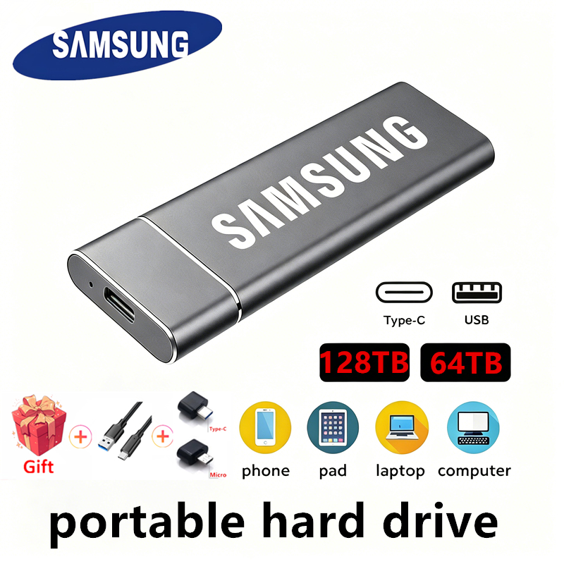 Samsung SSD 64TB / 32TB / 16TB / 8TB / 4TB / 2TB / 1TB USB3.1 128TB Mở rộng ổ cứng di động