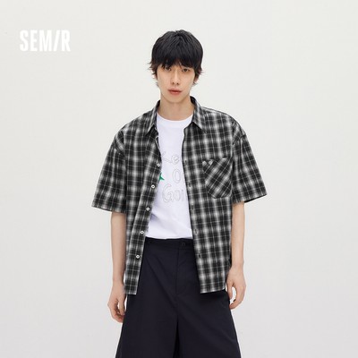 Semir Cotton Nguyên Chất Seersucker Áo Sơ Mi Tay Ngắn Nam Mùa Hè 2026 Kẻ Sọc Cổ Điển Đa Năng Hàng Đầu