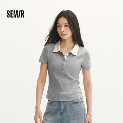 Semir Làm Mát Giả Hai Mảnh Áo Sơ Mi Polo Nữ Mùa Hè 2026 Lưới Mỏng Nơ Nhỏ Top