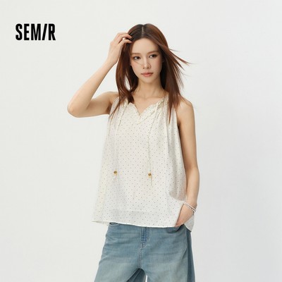 Semir Polka Dot Ruffle Áo Sơ Mi Nữ Mùa Hè 2026 Vintage Nhẹ Nhàng Thanh Lịch Top