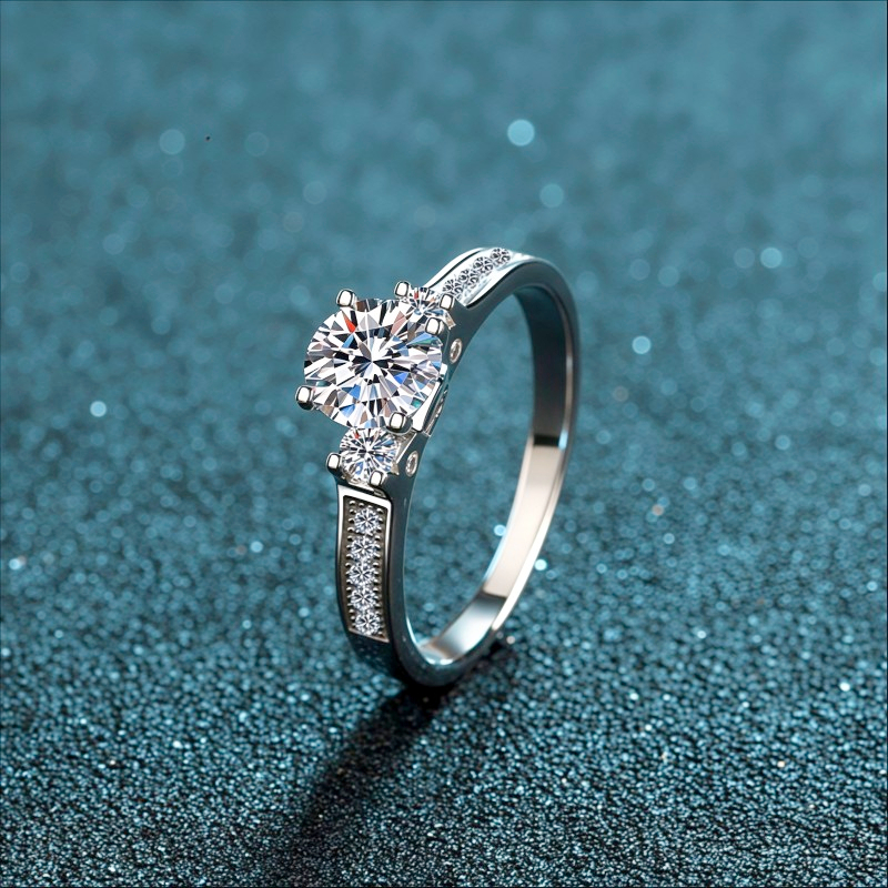 Nhẫn nữ bạc X-132 925, 0,8 Carat Moissanite (Bao gồm chứng chỉ)