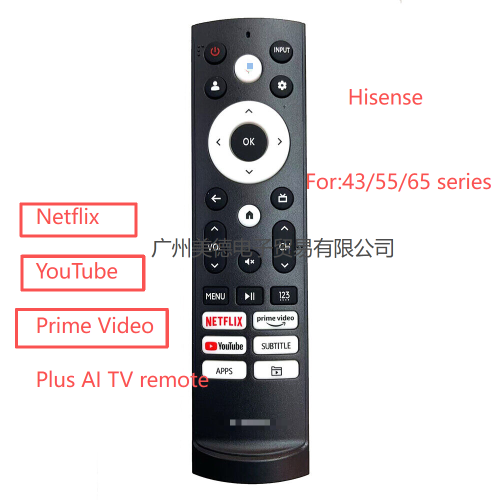 Đa năng cho Hisense ERF3AM90H Điều khiển từ xa TV thông minh Netflix YouTube Prime Video BNIBE6Q 43 