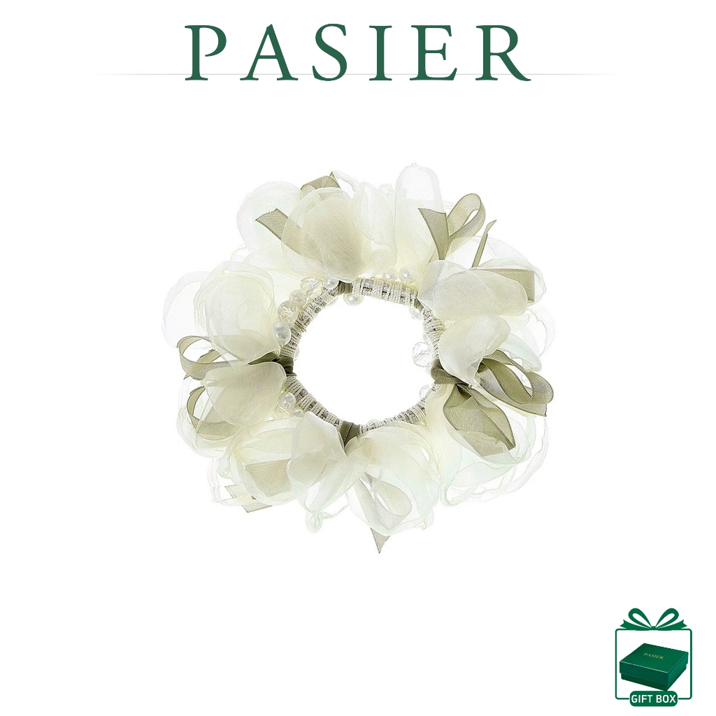 PAIER Organza Hoa Tóc Scrunchie Nữ Phong Cách Hàn Quốc Dây Buộc Tóc Ngày Hàng Ngày Đảng Hộp Quà Tặng