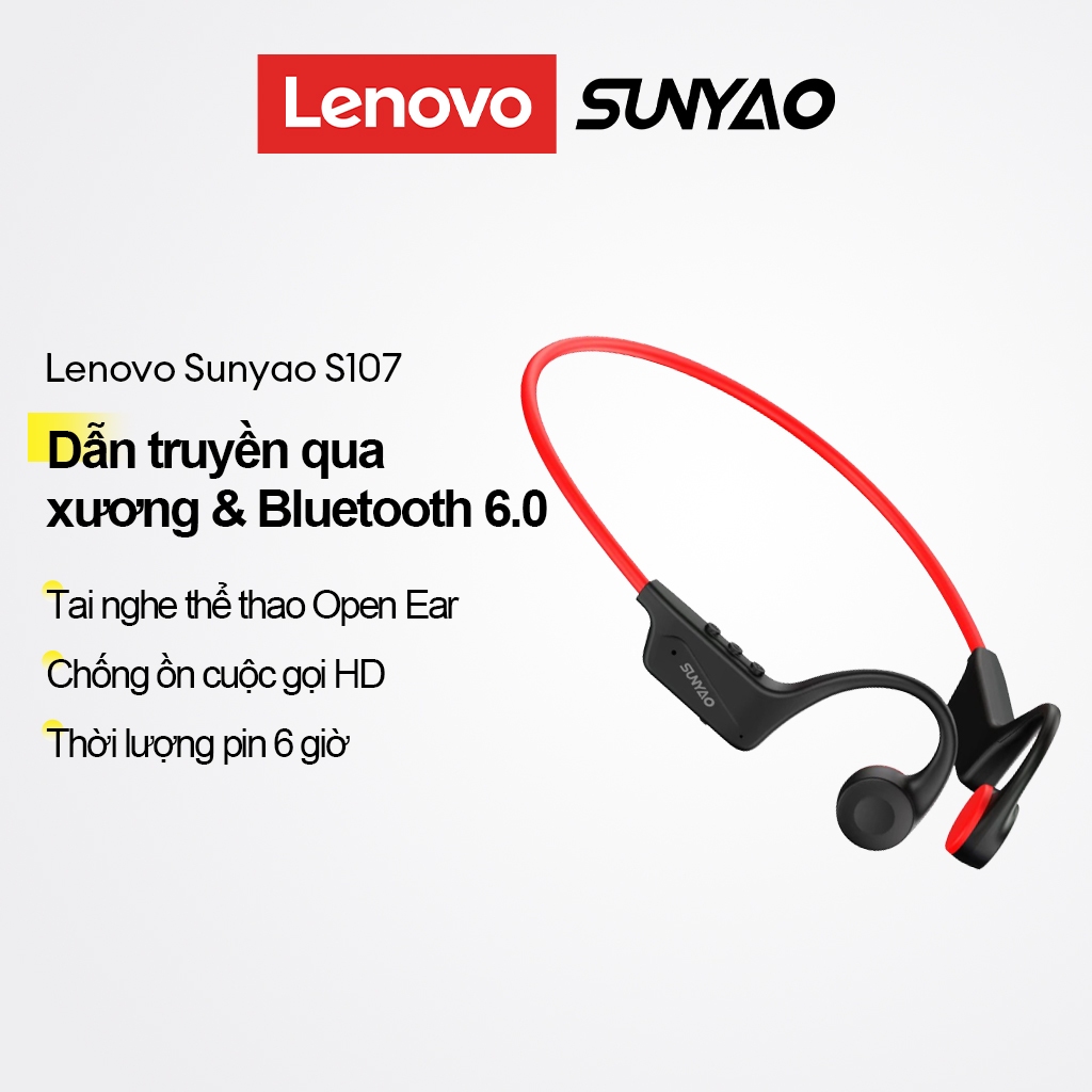 Tai nghe Bluetooth dẫn truyền xương Lenovo SUNYAO S107 Tai nghe thể thao tai mở Bluetooth 6.0 Pin 6 giờ HD Cuộc gọi khử tiếng ồn | BigBuy360 - bigbuy360.vn