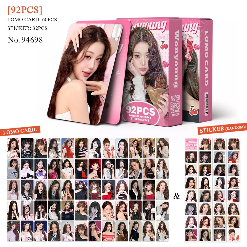 Jang Wonyoung Photocard Lomo Card 60 Thẻ + 32 Miếng Dán