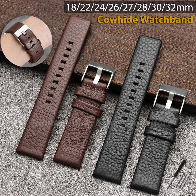 Da Thật Chính Hãng Da Bò Họa Tiết Vải Lánh Dây Đeo Đồng Hồ 18mm 22mm 24mm 26mm 27mm 28mm 30mm 32mm d