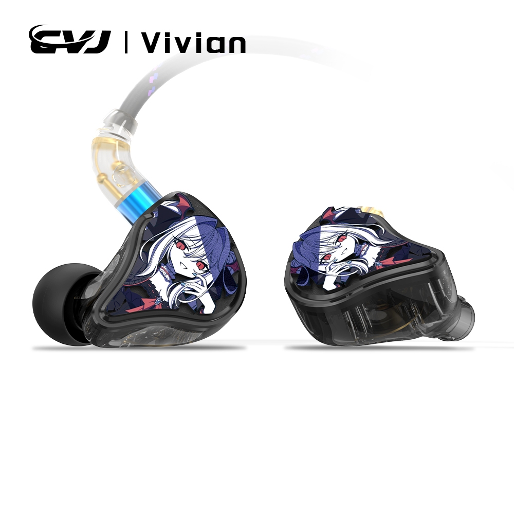 Tai nghe nhét tai CVJ Vivian Trình điều khiển năng động 10mm HiFi IEM có cáp Mic để âm nhạc và chơi 