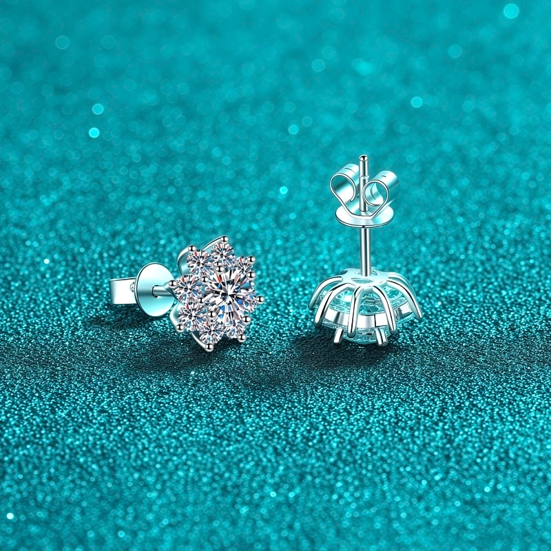 Bông tai nữ bạc X-270 925, 0,3 Carat / 0,5 Carat / 1 Carat Moissanite * 2 (Bao gồm chứng chỉ)