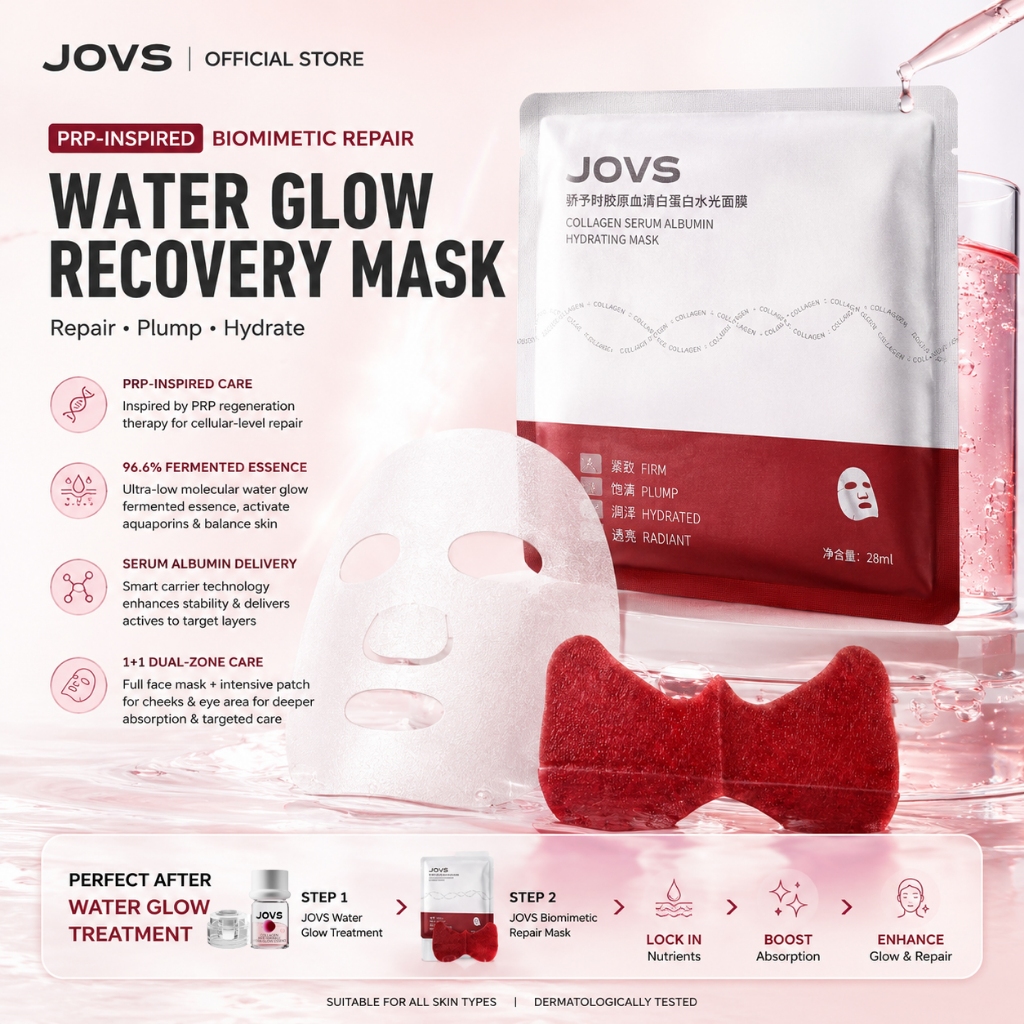 JOVS Collagen Hydra Glow Mask PRP Recovery Sheet Mask Hydrating Face Mask Glass Skin After Skin Boos
