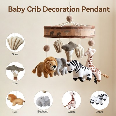 Safari Động Vật Cho Bé Cũi Di Động Sang Trọng Treo Đồ Chơi Vòng Gỗ Mầm Non Trang Trí Thị Giác Kích Thích Cảm Giác Soother Cho Sơ Sinh 0-12 Tháng