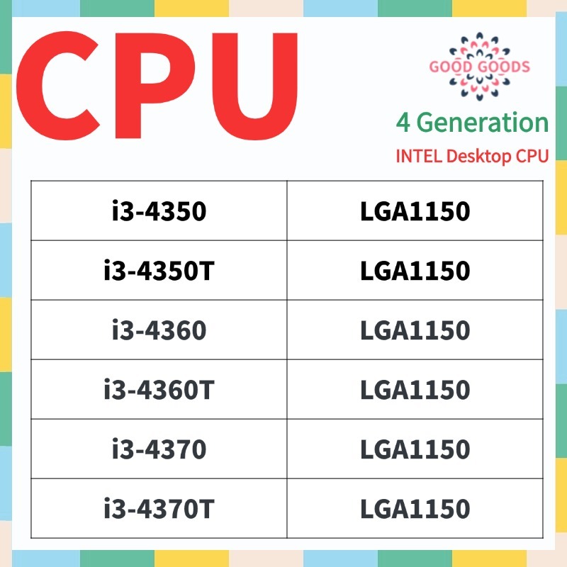 I3-4350 i3-4350T i3-4360 i3-4360 i3-4360T i3-4370 i3-4370T CPU máy tính để bàn INTEL Core thế hệ thứ